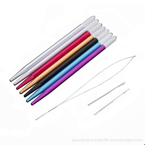 Plastic Handle Crochet Hook Needle for Linking Micro Rings Hair Extensions wig Tools